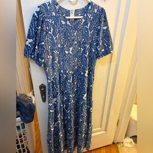 Michael Kors Blue and White Midi Dress